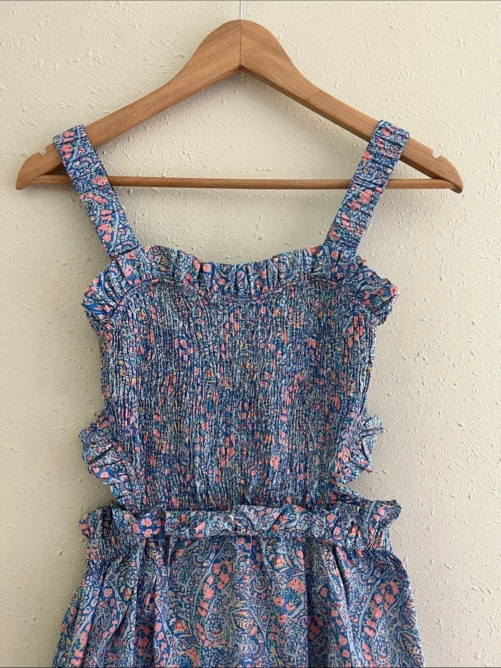 The New Society Albertina Girls Dress in Liberty Floral Print Blue/Pink Size M